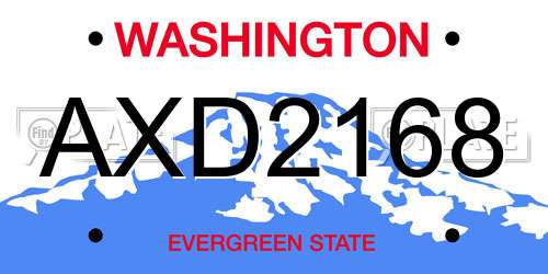AXD2168 Washington License Plate