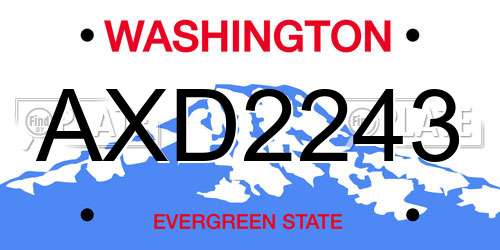 AXD2243 Washington License Plate