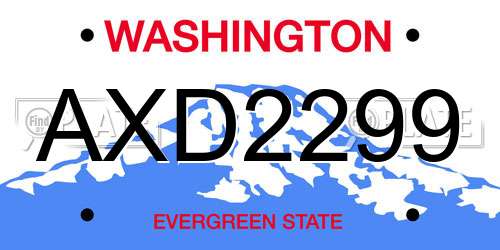 AXD2299 Washington License Plate