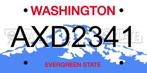 AXD2341 Washington License Plate
