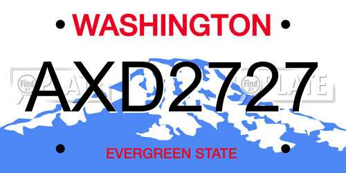 AXD2727 Washington License Plate