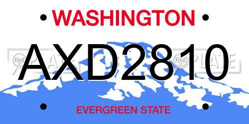 AXD2810 Washington License Plate
