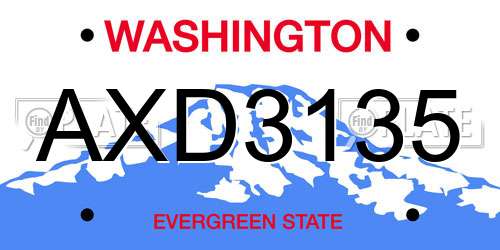 AXD3135 Washington License Plate