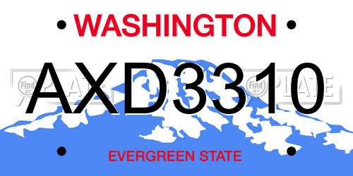 AXD3310 Washington License Plate