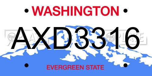 AXD3316 Washington License Plate