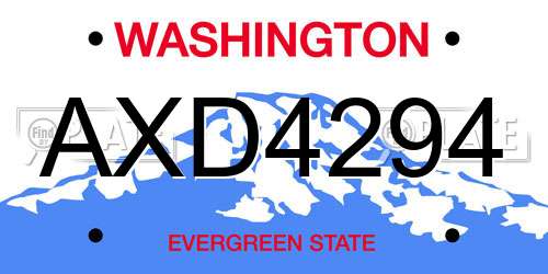 AXD4294 Washington License Plate