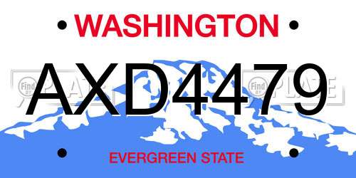 AXD4479 Washington License Plate