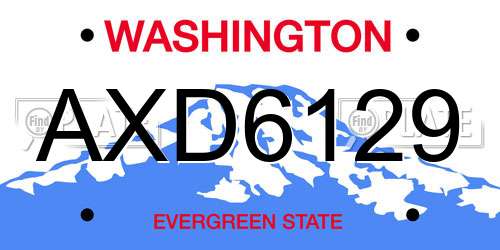 AXD6129 Washington License Plate