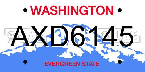AXD6145 Washington License Plate
