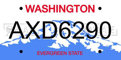 AXD6290 Washington License Plate