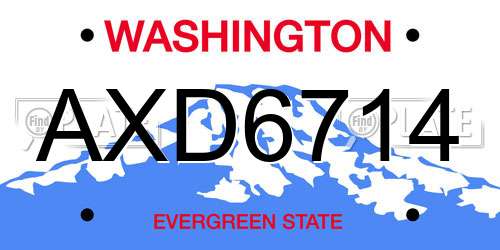 AXD6714 Washington License Plate