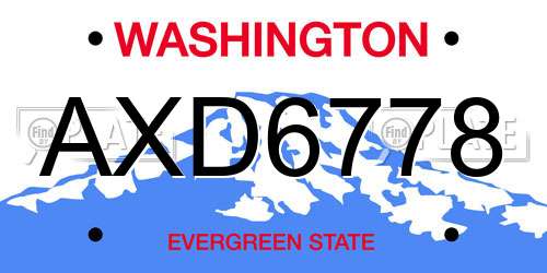 AXD6778 Washington License Plate