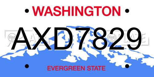 AXD7829 Washington License Plate