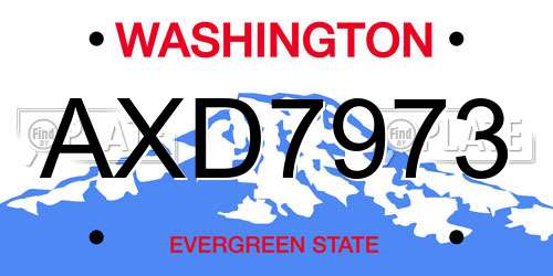 AXD7973 Washington License Plate