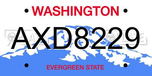 AXD8229 Washington License Plate