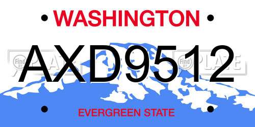 AXD9512 Washington License Plate