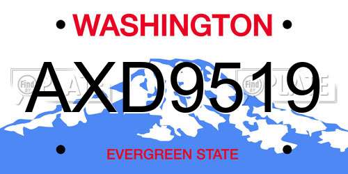 AXD9519 Washington License Plate
