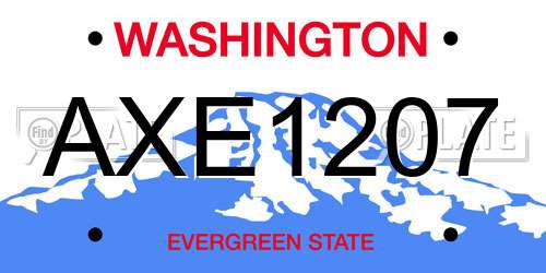 AXE1207 Washington License Plate
