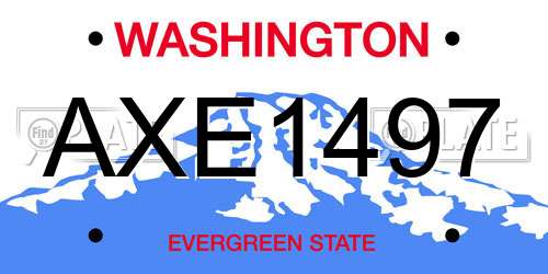 AXE1497 Washington License Plate