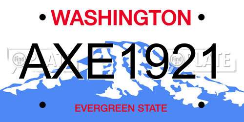 AXE1921 Washington License Plate
