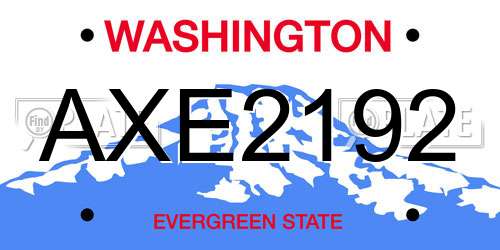 AXE2192 Washington License Plate