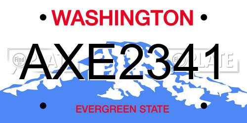 AXE2341 Washington License Plate