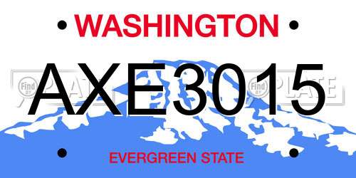 AXE3015 Washington License Plate