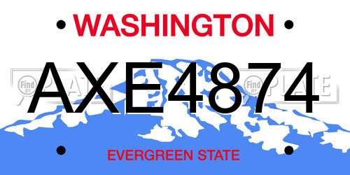 AXE4874 Washington License Plate