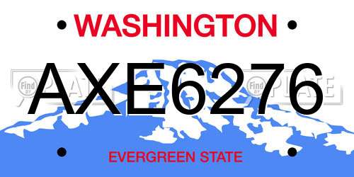 AXE6276 Washington License Plate
