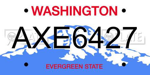 AXE6427 Washington License Plate