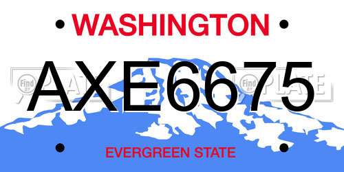 AXE6675 Washington License Plate