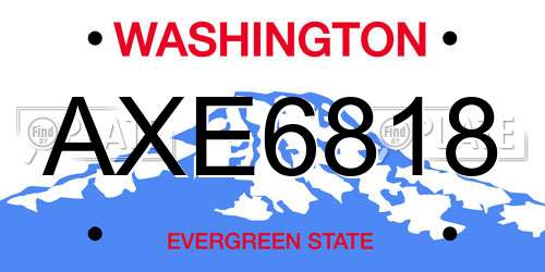 AXE6818 Washington License Plate