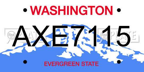AXE7115 Washington License Plate