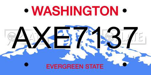 AXE7137 Washington License Plate