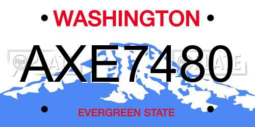 AXE7480 Washington License Plate