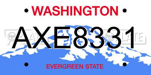 AXE8331 Washington License Plate
