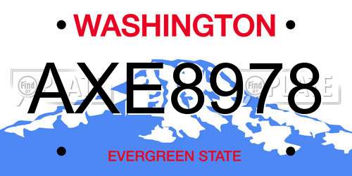 AXE8978 Washington License Plate