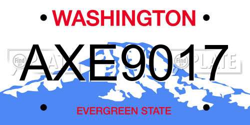 AXE9017 Washington License Plate