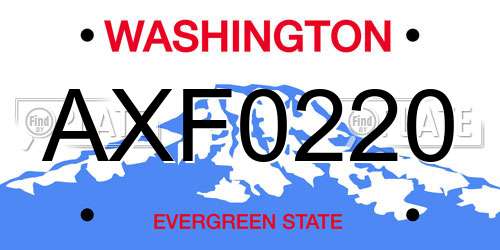 AXF0220 Washington License Plate