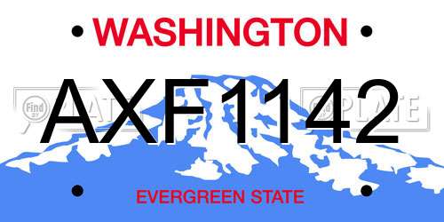 AXF1142 Washington License Plate