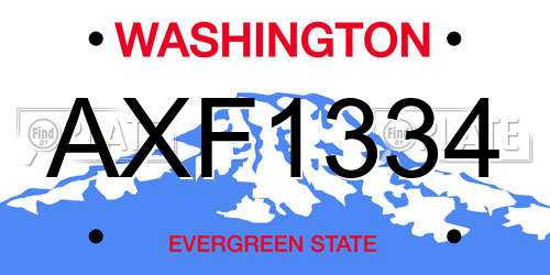 AXF1334 Washington License Plate