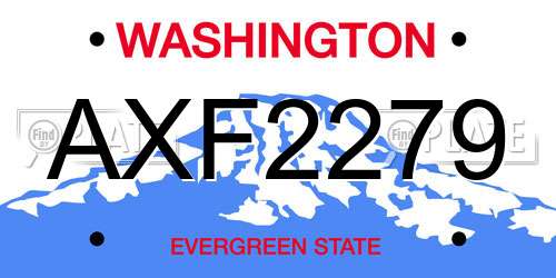 AXF2279 Washington License Plate