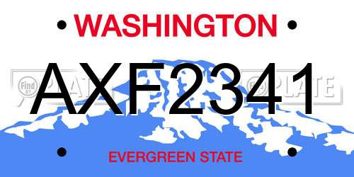 AXF2341 Washington License Plate