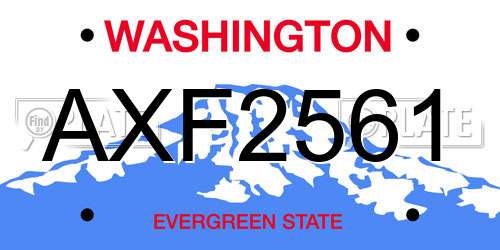 AXF2561 Washington License Plate