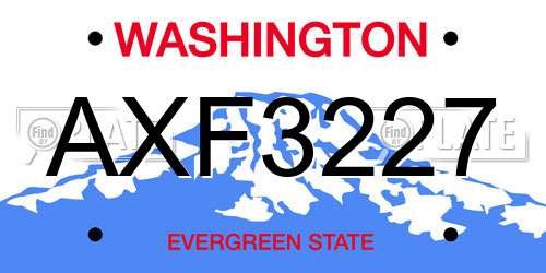 AXF3227 Washington License Plate