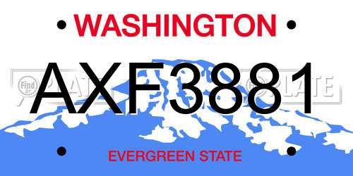 AXF3881 Washington License Plate