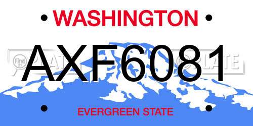 AXF6081 Washington License Plate