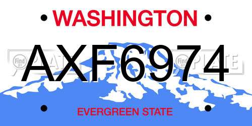 AXF6974 Washington License Plate