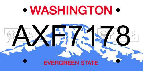 AXF7178 Washington License Plate