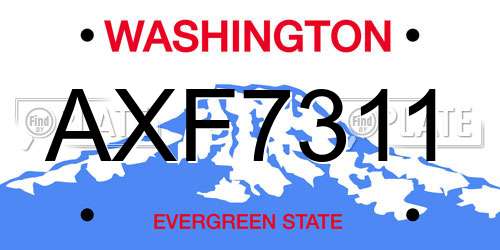 AXF7311 Washington License Plate